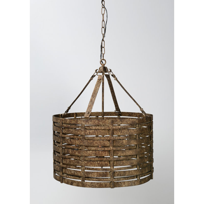 Lustree tambour 6 lumières avec accents en fer forgé Rossignol