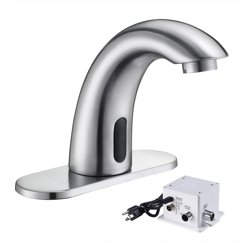 Brushed Nickel Touchless Bathroom Faucet with Drain Assembly