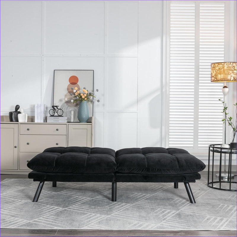 Canapés, canapé-lit convertible 2 places pour petits appartements | Noir | Rembourré