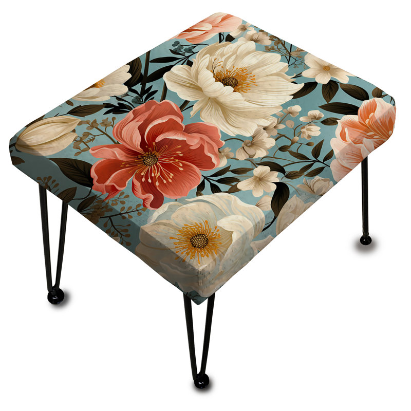 Boho Pastel Blooms Boho Pattern - Floral Rectangle Ottoman