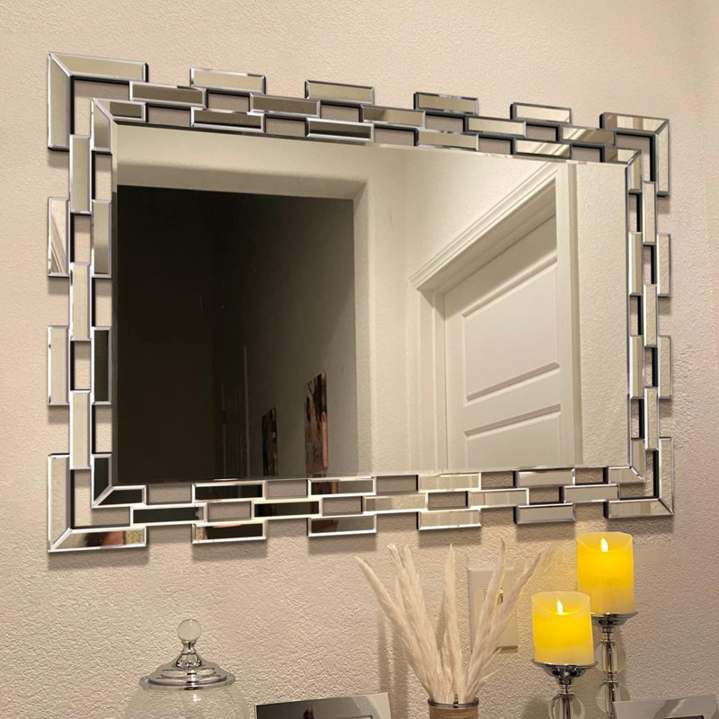 Wall Mirror Decorative - 28 * 39 Inches Large Rectangular Decorative Mirror For Living Room, Modern Accent Glass Wall Mirror For Bedroom, Office, Foyer