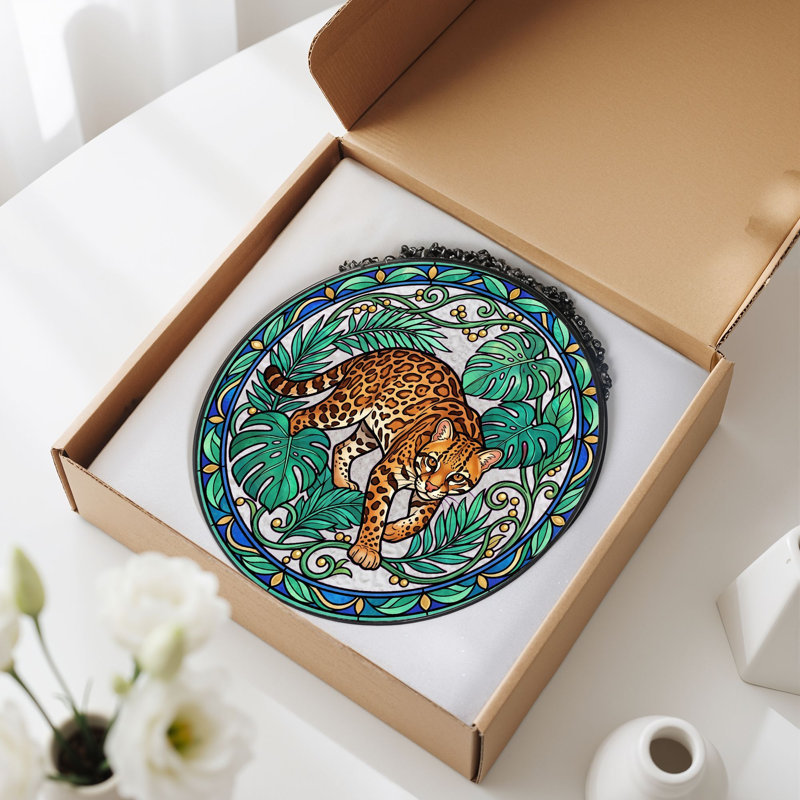Vitrail Leopard Jungle, H 7,8 po