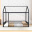 Lit double en métal avec conception de maisonnette et espace de couchage semi-fermé-954132120