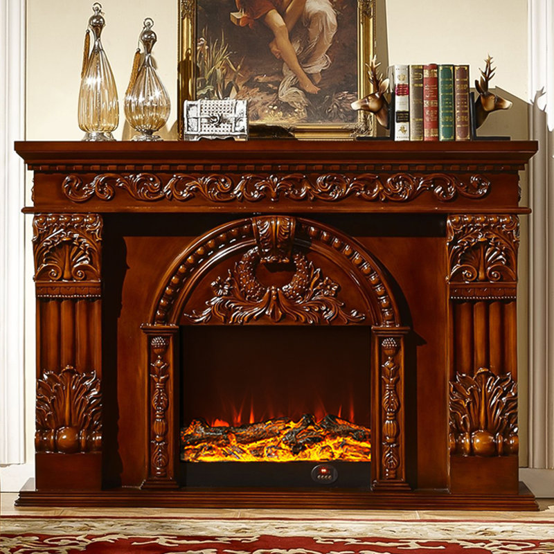 Foyer électrique 70,87 "avec chauffage, Brun