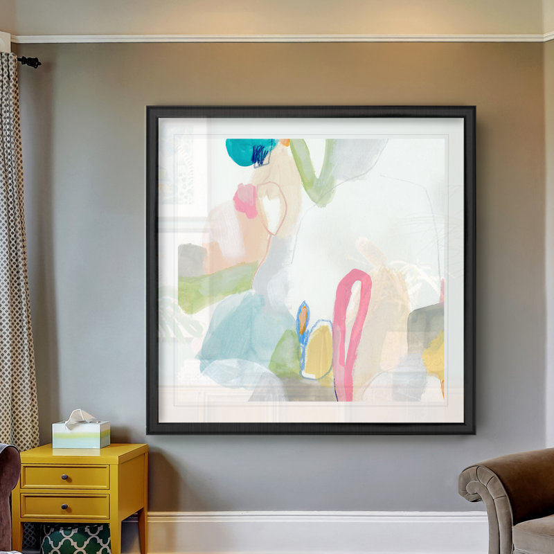 Candy Jacket III' Painting on Canvas, Black Framed, 17.5" H x 17.5" W x 1.5" D