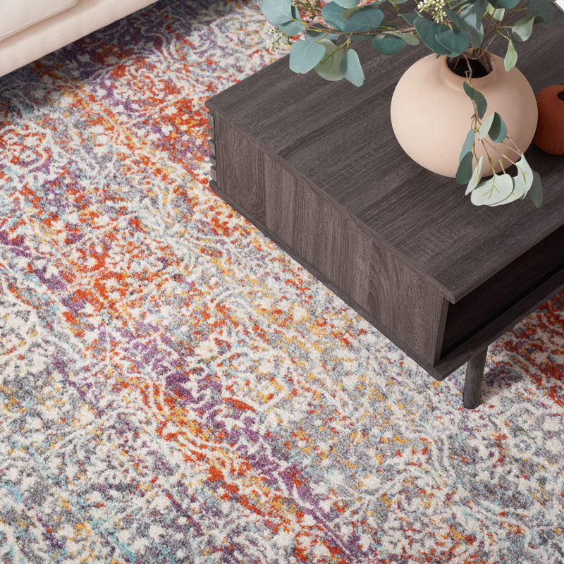Felty Oriental Light Gray/Light Blue Area Rug, Rectangle 8' x 10'