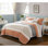 Courtepointe réversible 6 pièces en corail, double / grand, coton avec coussins décoratifs pour lit double / grand, décorative