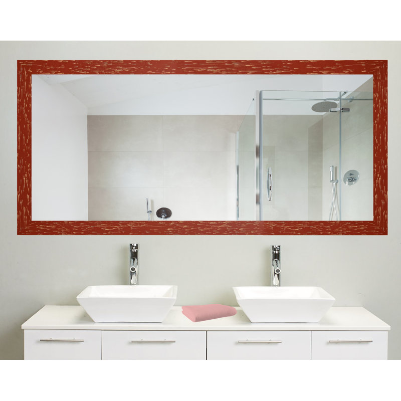 Hensel Solid Wood Flat Mirror, 34.5" x 69.5", Brick Red
