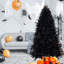 Arbre de Noël noir de 8 pi, 600 lumières à DEL blanches, 2486 pointes Pe +, branches articulées, structure de décorations de fêtes, ornements-65207153