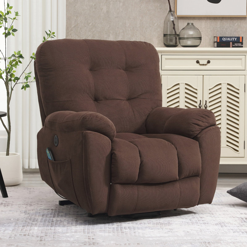 Fauteuil inclinable électrique Power Lift avec massage vibratoire et fonction de chauffage avec port de charge USB et 2 porte-gobelets cachés A + B + C