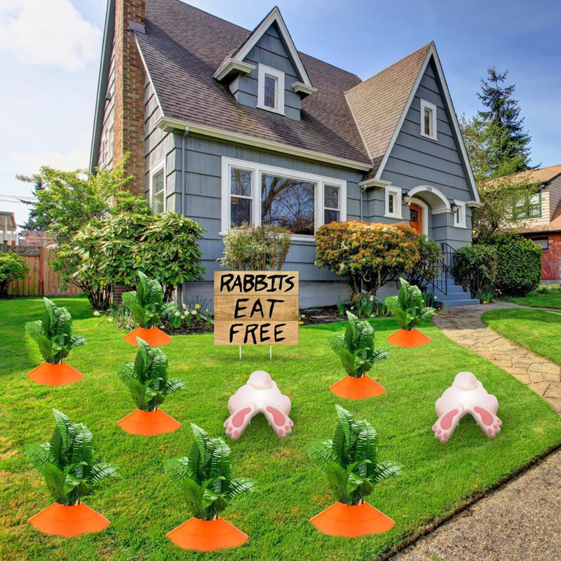 49 pièces décorations de piquets de Pâques pour lapin «Eat Free Bunny Yard»