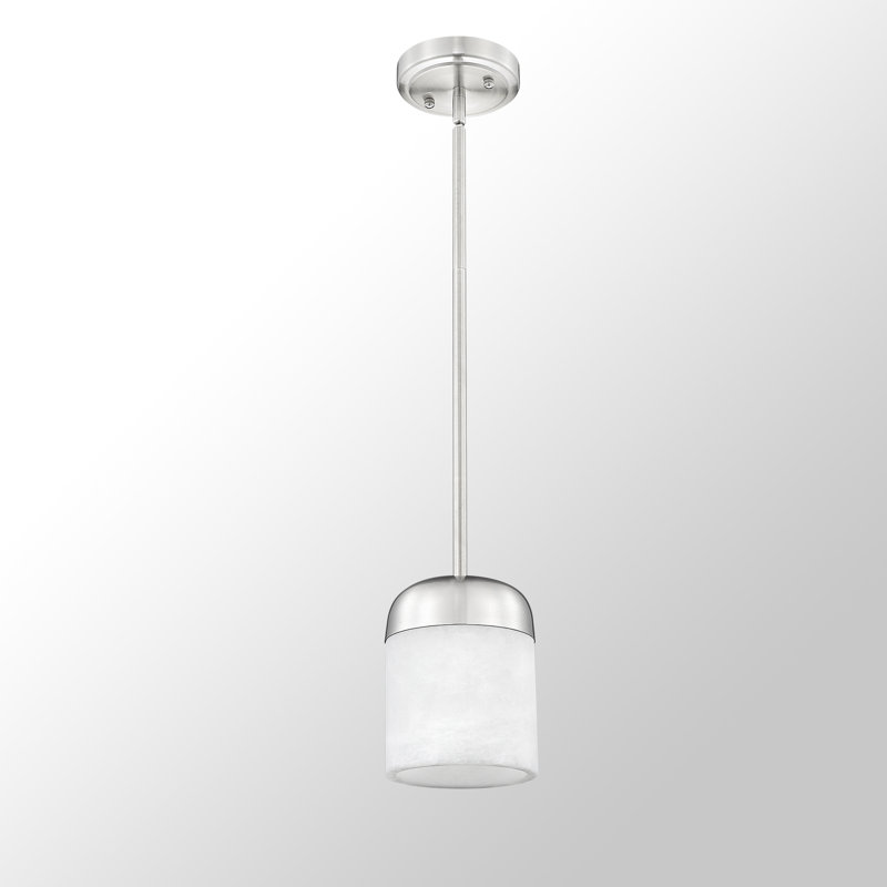Luminaire suspendu vintage 1 lumière albâtre, Nickel brossé