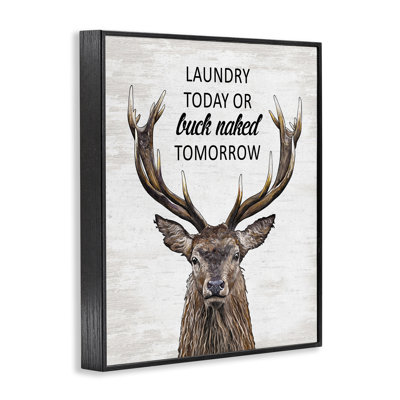 Buck Naked Tomorrow Funny Laundry Framed Giclee, design by Lettered and Lined