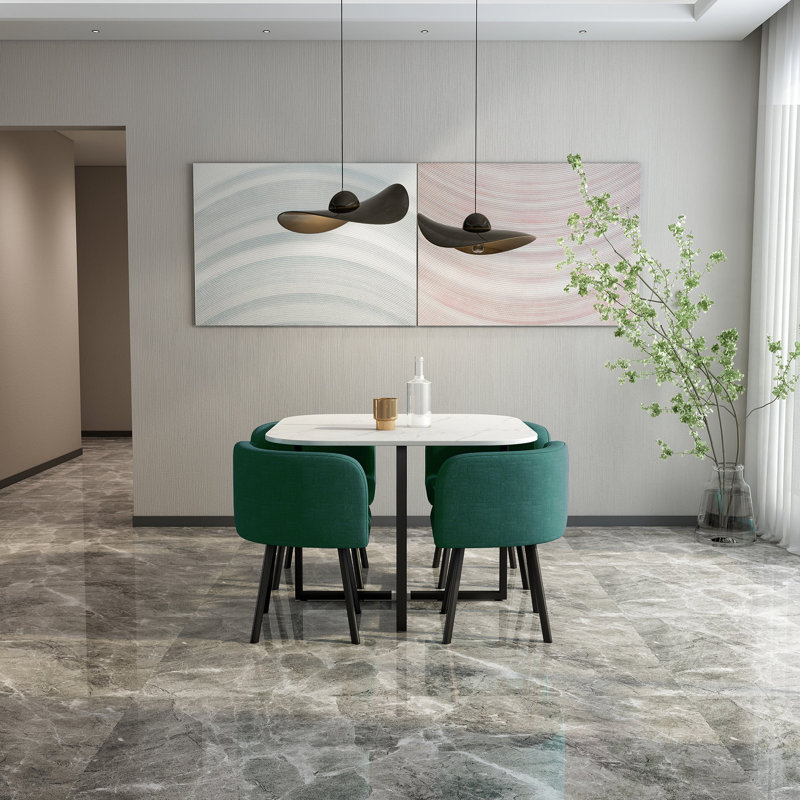 Table de salle à manger Burdell 801 avec 2 chaises, Vert