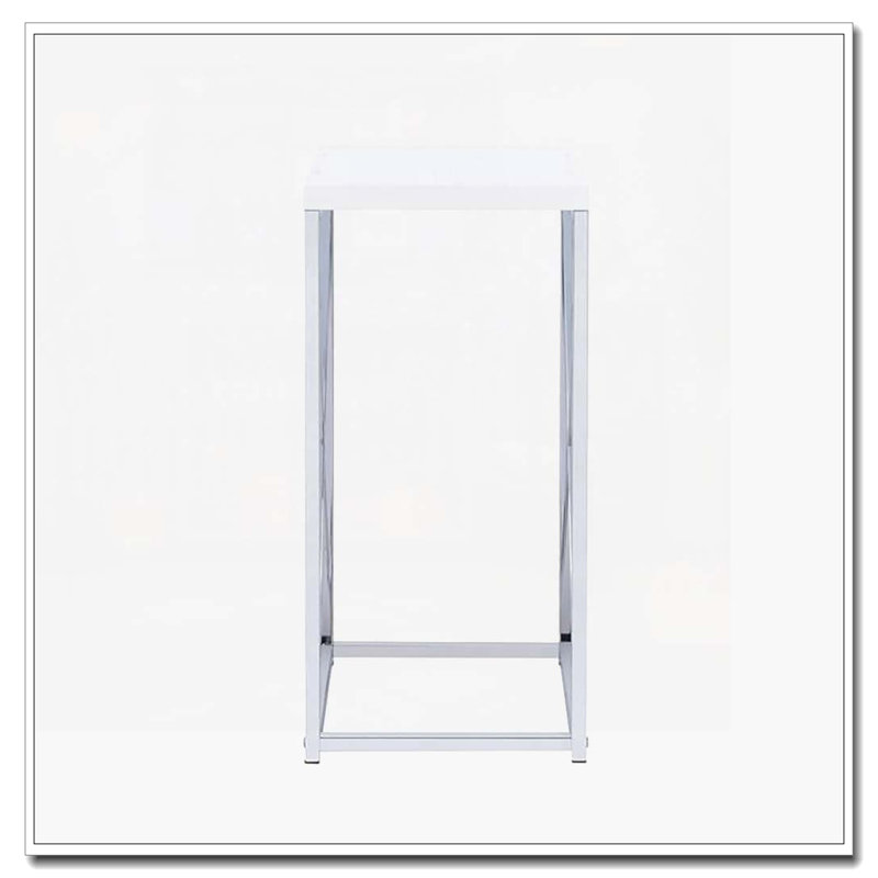 Table d'appoint blanc brillant et chrome