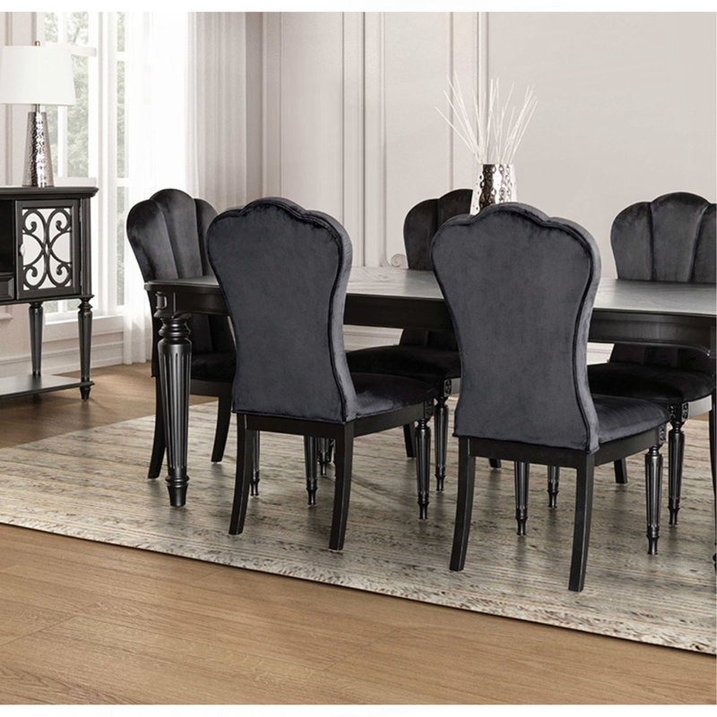 Chaise de salle à manger 2 pièces Glam Style, Gris foncé, Noir