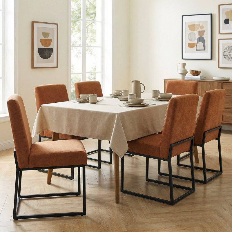 Chaises de salle à manger rembourrées en chenille de 50,5 cm de hauteur avec pieds en métal (ensemble de 6), 6