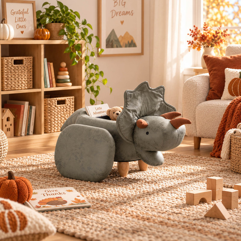 Upholstered Fabric Storage Footstool