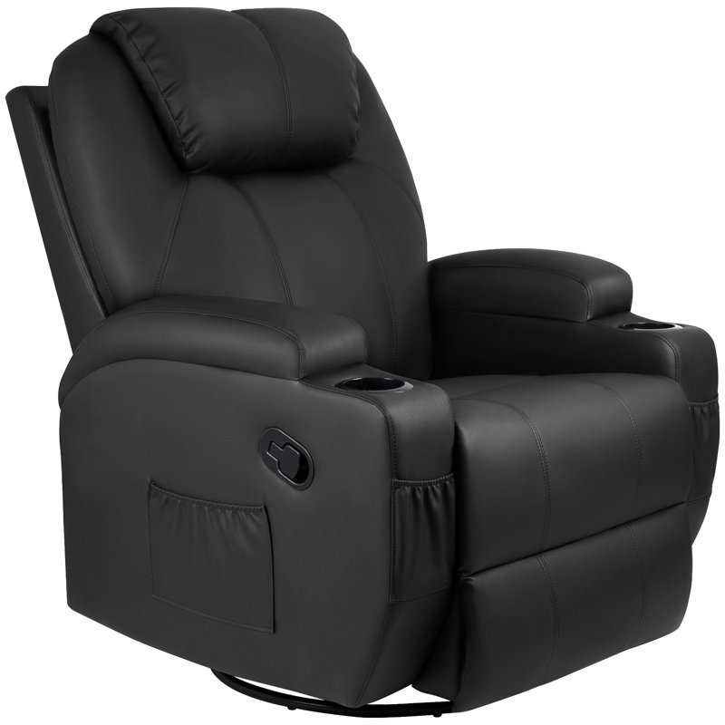 Abbotts Faux Leather Recliner, Black Faux Leather