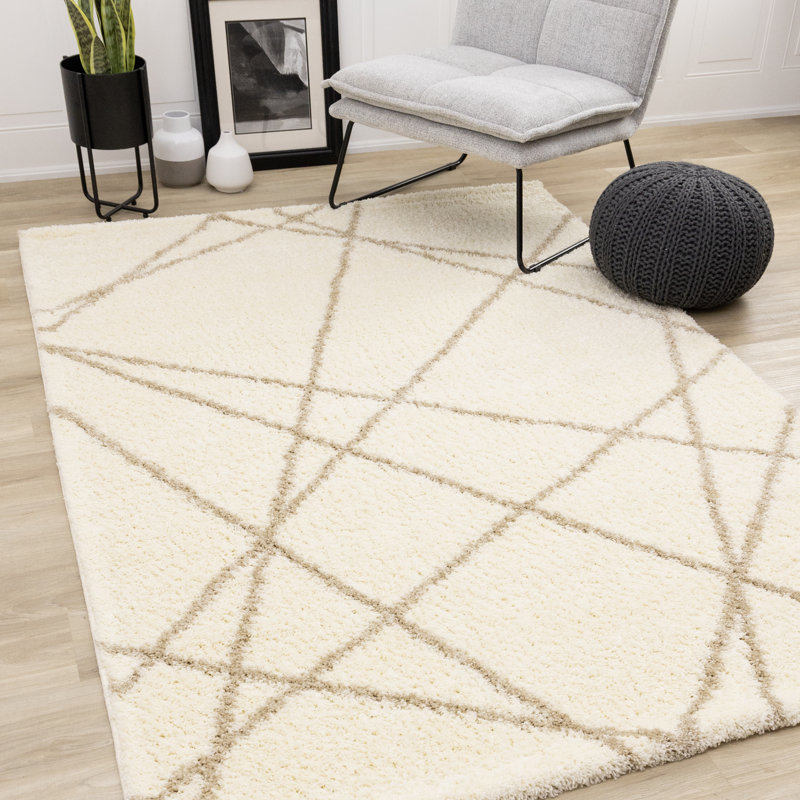 Tapis beige à motif géométrique Tolonda, Rectangle 5 pi 3 po x 7 pi 7 po