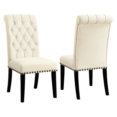 Of 2 Beige Chairs With Captivating Rolled Backs And Fine Upholstery Details Dining 2, Highlighting Elegant