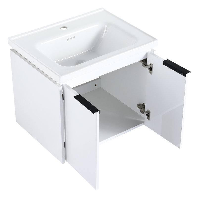 Meuble-lavabo blanc 60 po avec rangement et lavabo - Classic Choice