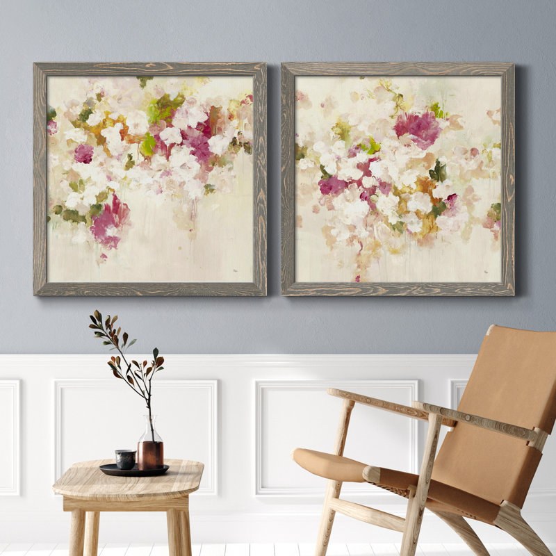Floral Muse IV - ensemble de 2 reproductions d'art sur toile, Cadre gris, H 31,5 po x l 63 po x P 1,5 po