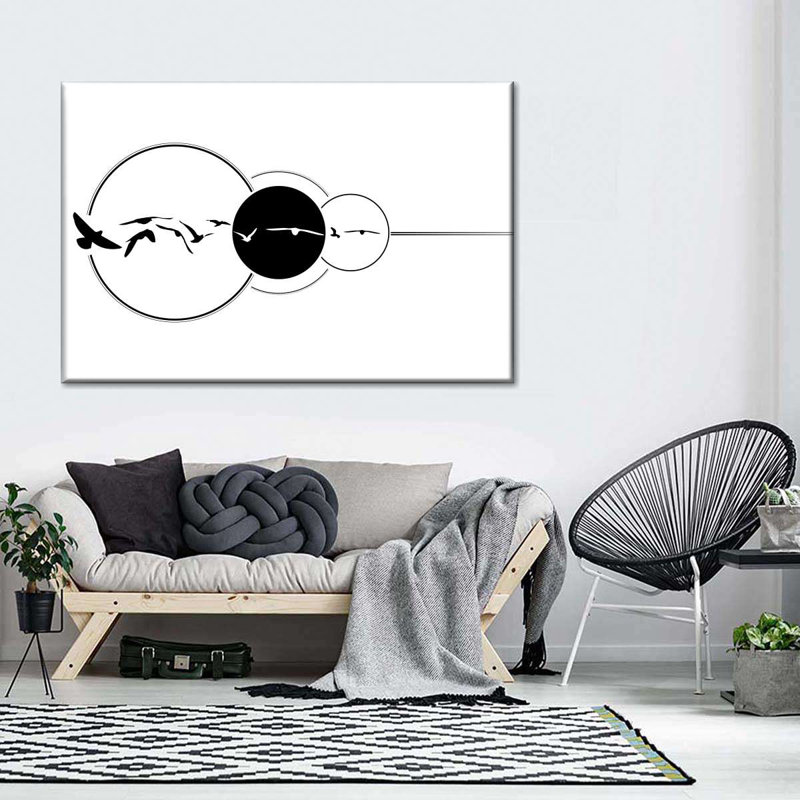 Silhouette d'oiseaux volants sur toile, H 20 po x l 30 po x P 1,25 po