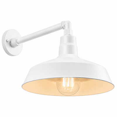 14 po Luminaire de grange à col-de-cygne blanc de 13 po Long bras d'extension - Applique murale de style campagnard, rétro, style antique - Homologué UL - Ampoule DEL A19 9W 900lm (blanc froid 5000K)