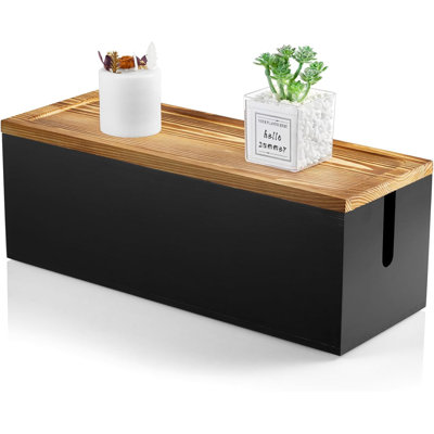 Large Cable Management Box Wooden Cord Organizer Box For Desk Floor Office To Hide Extension Cords Power Stripes Surge Protectors Chargers Wires B Large Cable Management Box Wooden Cord Organizer Box For Desk Floor Office To Hide Extension Cords Power Stripes Surge Protectors Chargers Wires B