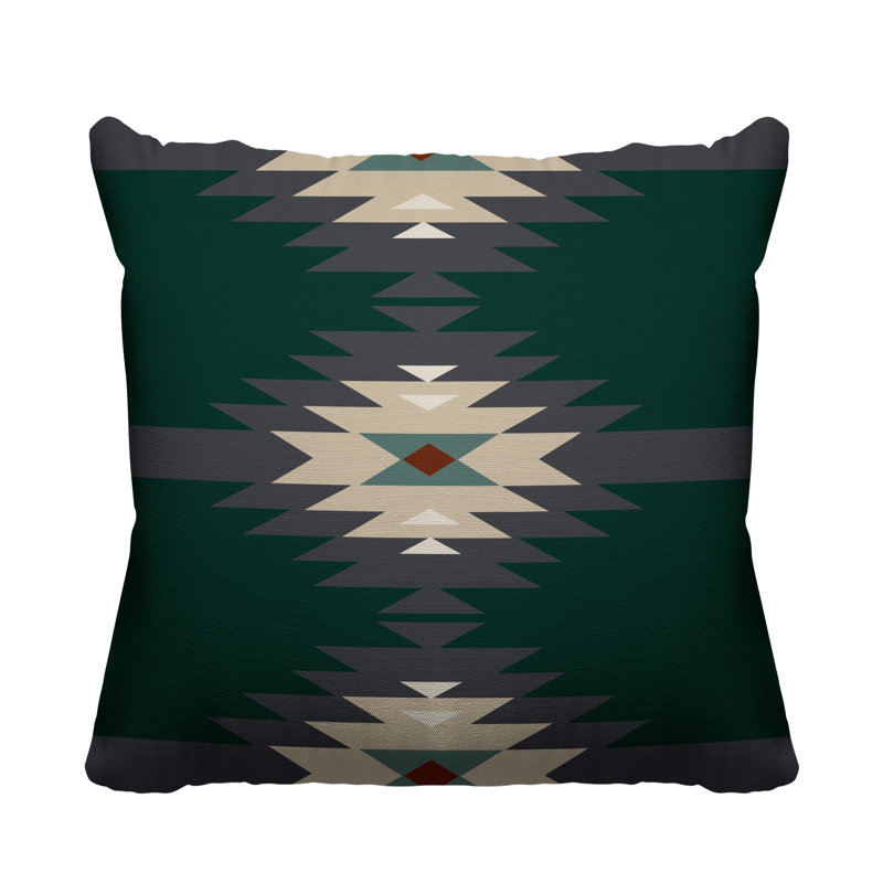 Coussin décoratif intérieur / extérieur Onida Southwestern, L 19 po x H 19 po, Émeraude