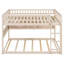 Lit superposé double au-dessus de double avec tablette de rangement, lumière DEL et panneau perforé changeant de couleur, cadre de lit convertible en bois massif, beige-1905547938-1905547939