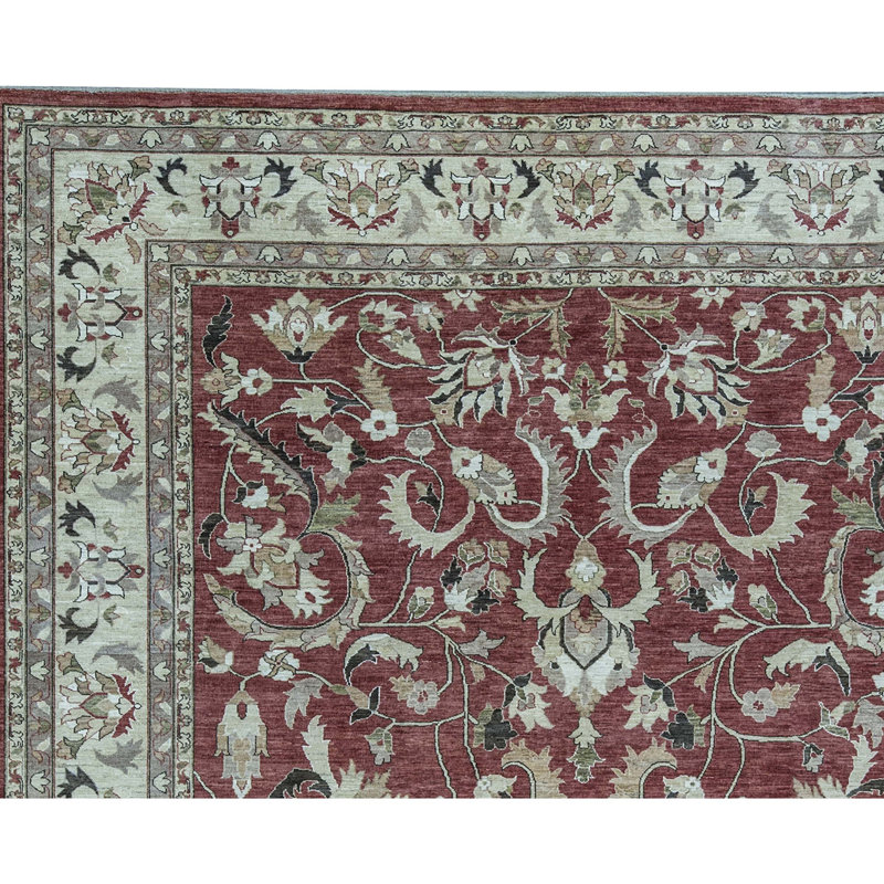 Wool Oriental Area Rug in Rust/Ivory