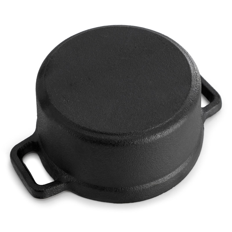 MegaChef 4 Piece Cast Iron 8 Ounce Mini Dutch Oven with Wood Tray