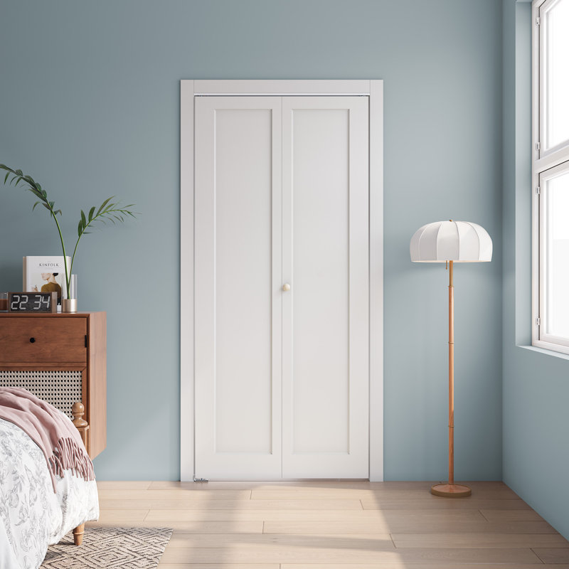 Porte pliante en bois manufacturé à 1 panneau apprêté blanc avec ensemble de quincaillerie, 24 po x 80 po, 1