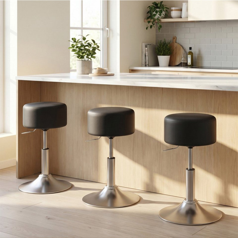 Swivel Upholstered Bar Stool with Steel Frame