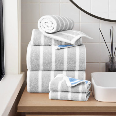 Lucky Brand Reversible Stripe Bath Towels 6Piece
