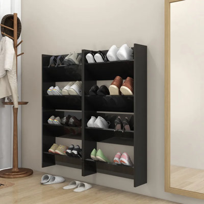 vidaXL 1/2x Wall Shoe Cabinets Chipboard Organizer Rack Shelf Furniture