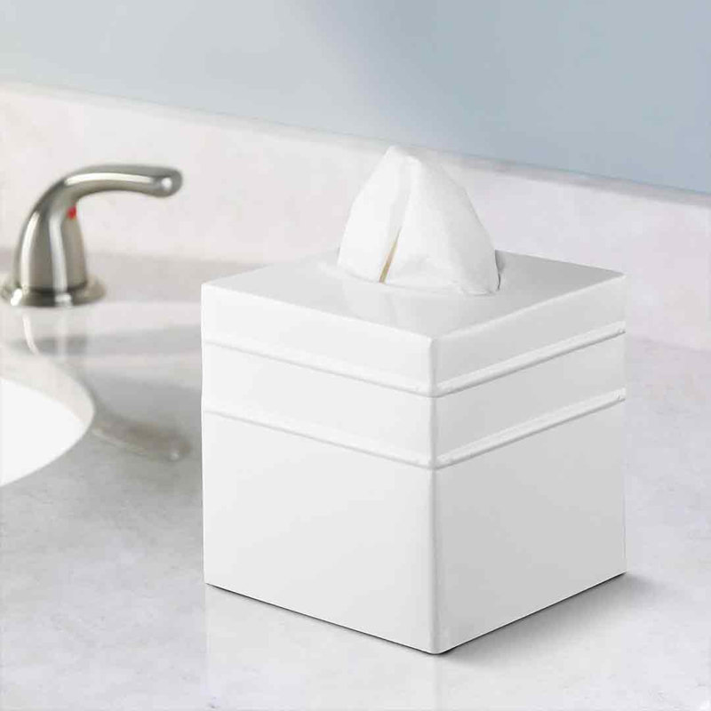 Couvercle de boîte à mouchoirs Border, Blanc