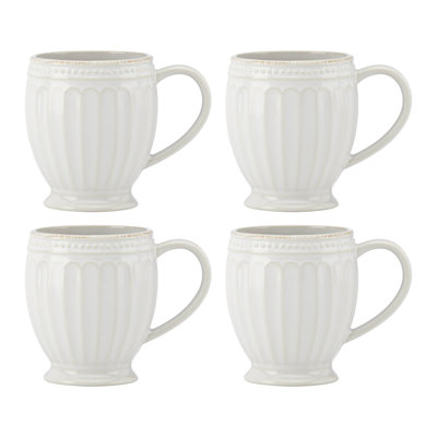 French Perle Groove Mugs, Set Of 4