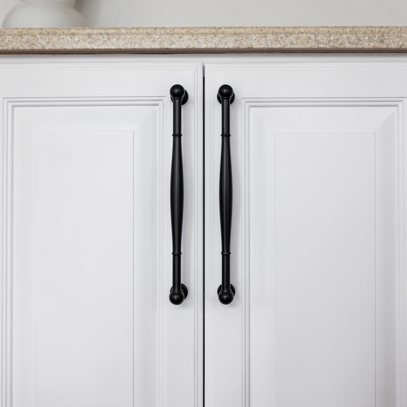 Fuller Collection Handle Pull - Traditional Hardware for Drawers & Cabinets, 12", Matte Black