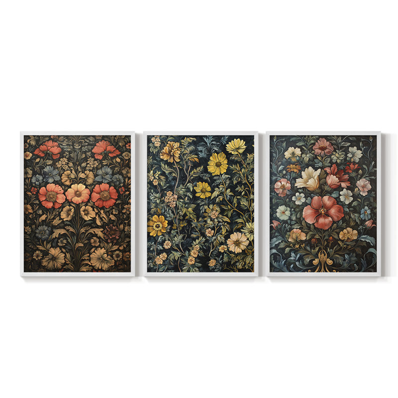 Ensemble de 3 estampes giclées encadrées - Prêt à accrocher, Cadre blanc, H 28 po x l 22 po