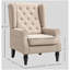 Chaise longue capitonnée à boutons, beige