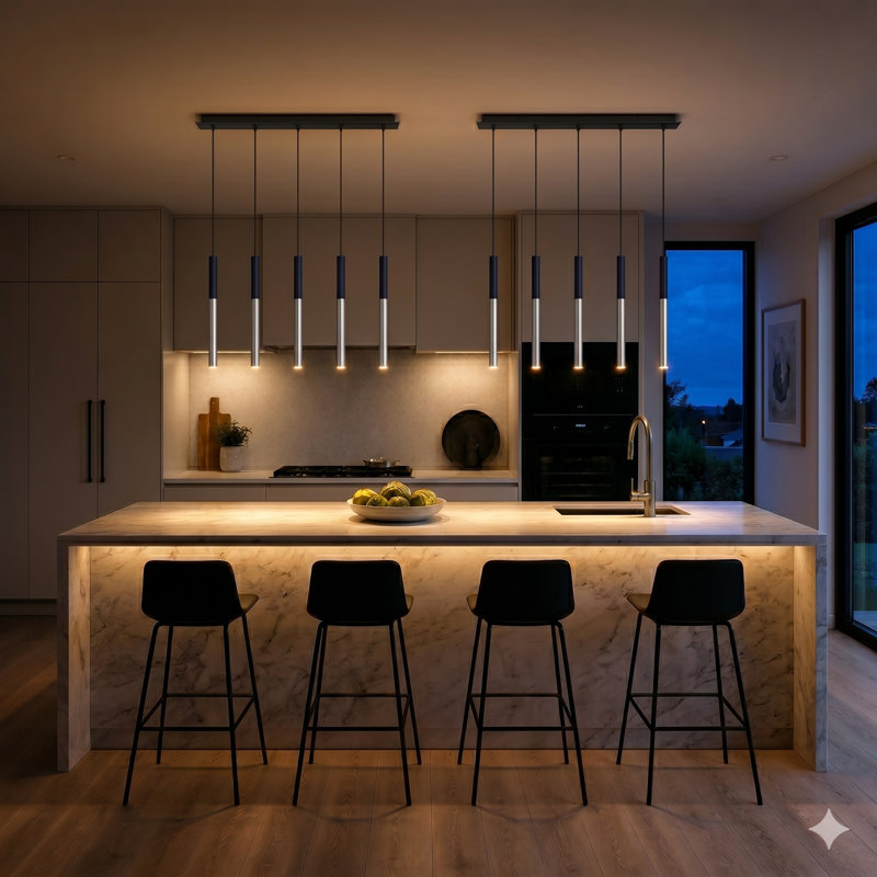 Baileyton 5 - Light Kitchen Island Pendant, Black Top/Brushed Nickel