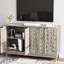 Armoire contemporaine pour le salon, la salle à manger - Tablettes réglables grises avec rangement moderne en relief