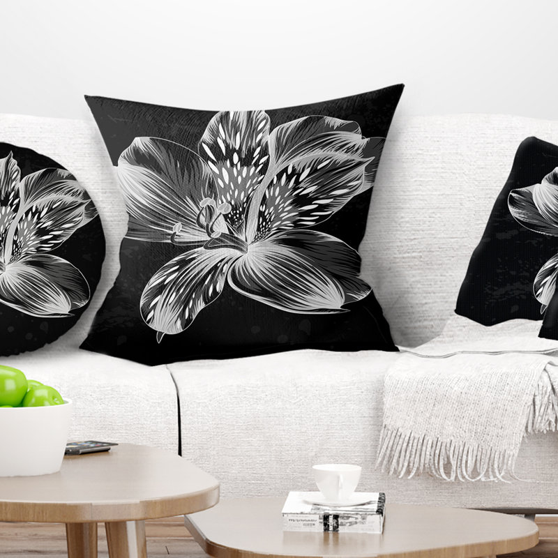 Coussin floral en alstroemeria monochrome floral magnifique, 16 po x 1 po, Coussin décoratif