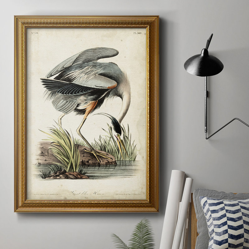 Great Blue Heron - Toile encadrée de qualité supérieure - prête à être accrochée, H 20 po x l 16 po x P 2,5 po
