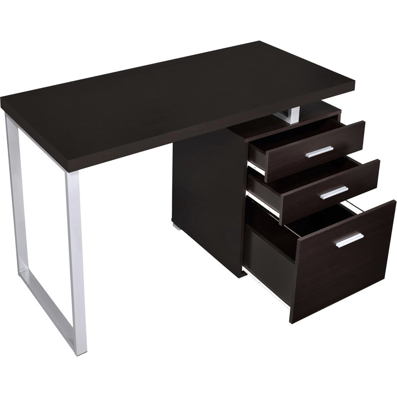Bureau d'ordinateur contemporain à 3 tiroirs Cappuccino pour un bureau bien rangé et fonctionnel