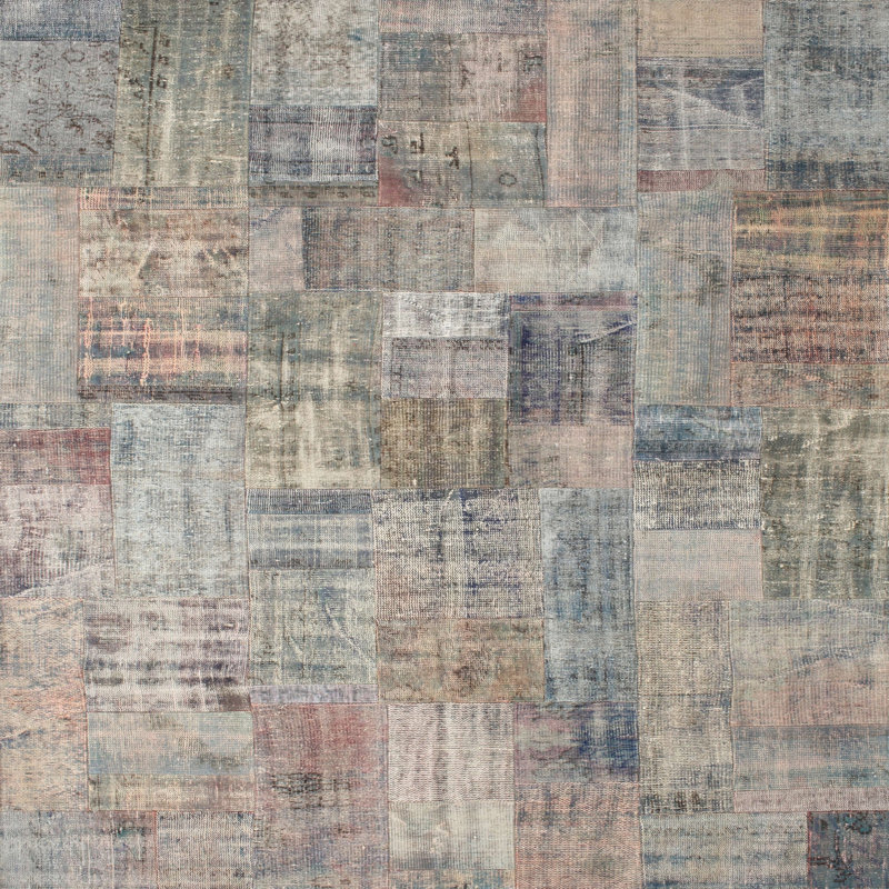Tapis gris/noir/brun zone contemporaine, Carré 5 pi