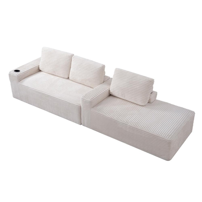 Canapé modulaire surdimensionné de 104 po avec méridienne réversible et repose-pieds pour salon flexible
